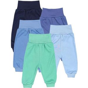 TupTam Baby Broeken Lange Sweatbroek Pakje van 5, Donkerblauw Jeans Blauw Mintgroen, 74