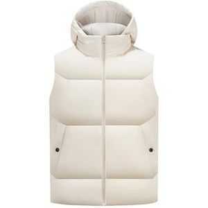 HGKPFGTG Eendendons Vest Voor Dames Afneembare Capuchon Slim Fit Winterjassen Met Gewatteerd Dons Mouwloos Plus Size,Apricot,3XL