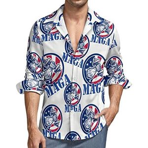 Amerikaanse vlag MAGA Fist Power mannen button down shirt lange mouw V-hals shirt casual regular fit tops