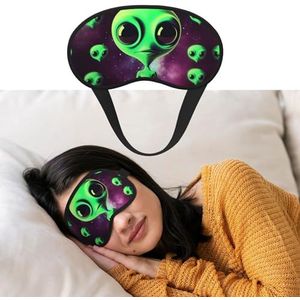 Zacht slaapmasker, comfortabel, verduisterend oogmasker met verstelbare riem, groene alien1, oogschaduwhoes voor vrouwen en mannen, diepe rust, reizen, werk, thuis