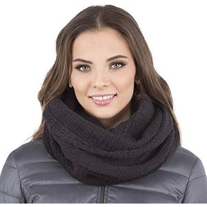 VIVISENCE Wintersjaal voor dames, warme en gezellige halsbedekking voor winter en herfst, warme dikke sjaal, klassieke wintersjaal voor vrouwen, gemaakt in de EU, zwart, Eén maat