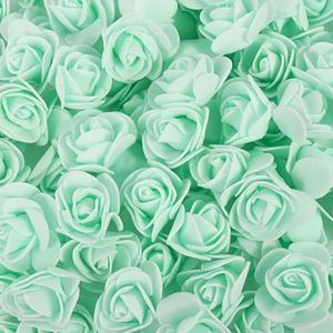 50/100/200 stuks rozen 3 cm PE-schuim rozenkop l bloem huis decoratieve krans bruiloft Valentijnsdag DIY cadeau-mintgroen-100pcs
