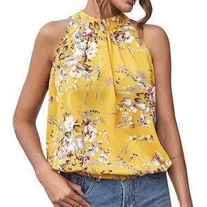 Dames halter nek afdrukken vest tops katoen zacht zomer mouwloos t-shirt cami tops vrouwen hoge hals halter tank top zomer mouwloze stropdas terug shirts vest tops zomer tops voor vrouwen casual