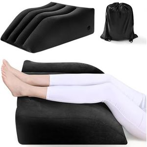 Venkkussen, opblaasbaar wigkussen, comfort-beenkussen om te slapen, aderkussen voor de benen, comfort, verbetering van de doorbloeding en vermindering van zwellingen (zwart)