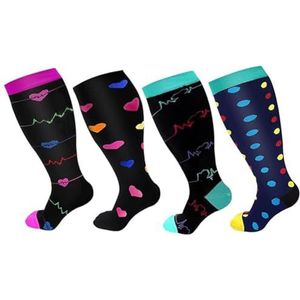 2XL-4XL Compressiesokken voor Vrouwen, Trombose Sokken Kniehoge voor Vrouwen (4 Colors, 2XL)