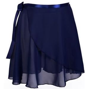 ETRYOX Ballet Dance Wrap Rok Vrouw Ballet Rokken Wrap Dans Rok Chiffon Rokken Voor Meisjes Gebonden Mini Korte Dans Rok, Donkerblauw, L(Height 120-160cm)