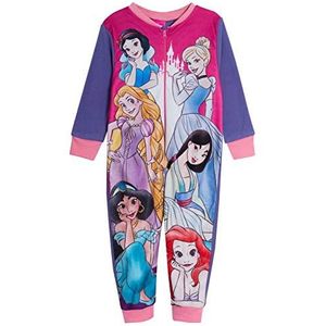 Disney Prinses Onesie Voor Meisjes Pyjama Fleece All in One Kids Pjs Rits Loungewear Childrens Nachtkleding, roze, 3-4 jaar