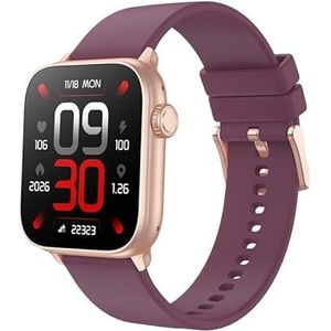 Smart Watch HD Talk Hartslag Bloed Zuurstof Bloeddruk Oefening Slaap Zwemmen Kwaliteit Waterdicht (Color : Purple Red)