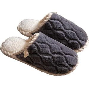 JadeRich Vrouwen Mannen Zachte Comfortabele Faux Bont Antislip Slippers Gezellige Warme Pluche Anti-Skid Huis Schoenen voor Unisex, Grijs, 6.5/7.5 UK