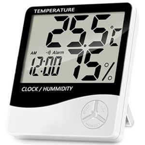 LCD Elektronische Digitale Temperatuursensor Vochtigheidsmeter Backlight Thermometer Hygrometer Gauge Indoor Weerstation Klok Nauwkeurige Monitor(1)