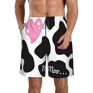 PHTZEZFC Zwart wit melk koe print heren strandshorts zomer shorts met sneldrogende technologie, licht en casual, Wit, M