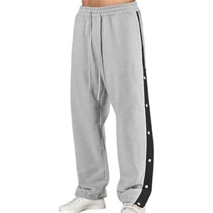 Revalidatiebroeken For Dames En Heren, Baggy, Zijopening, Trainingsbroek Met Wijde Pijpen, Joggingbroek, Thermobroek Met Knoopsluiting Aan De Zijkant, Winterbroek, Basketbalbroek(Gray,XXL)