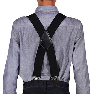 Sococo Elastische X-back herenbretels met 50 mm brede bretels en metalen clips, Zwart, L