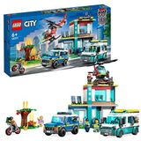 LEGO City Hoofdkwartier van hulpdienstvoertuigen met Speelgoed Helikopter, Ambulance, Motor en Politieauto, Tof Cadeau voor Jongens en Meisjes vanaf 6 Jaar 60371
