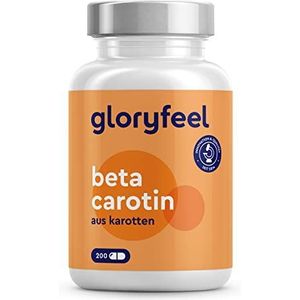 Beta carotene - 200 veganistische capsules voor 6 maanden - 100% natuurlijk uit wortelextract - Voorloper van vitamine A (gezichtsvermogen, huid, immuunsysteem*) – Getest in het laboratorium