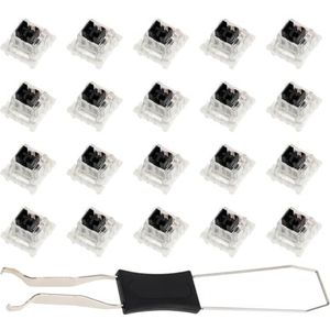 ECSiNG 20 stks Zwarte Mechanische Toetsenbord Schakelaars 3 Pin Toetsenbord Stofdichte Schakelaars Compatibel met MX Mechanische Toetsenbord