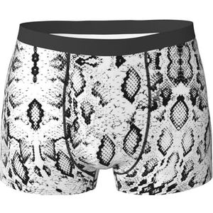 ZJYAGZX Snake Skin Boxershorts voor heren, zwart-witte print, comfortabele onderbroek, ademend, vochtafvoerend, Zwart, L