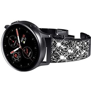 Dure horlogeband Compatibel met Samsung Galaxy Horloge 3 41mm / Galaxy Horloge 4/4 Classic Band Bling Dames Meisje Dressy Vervanging Strap (Color : Black, Size : Watch4 Classic 42mm)