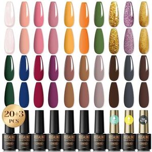 ROSALIND UV-nagellakset, 23 stuks mini-kleurgel voor gelnagels, nuk, roze, paars, goud, groen, geel, glitter gelnagellakset, soak off natuurlijke gellak nagellak voor beginners, nail art,