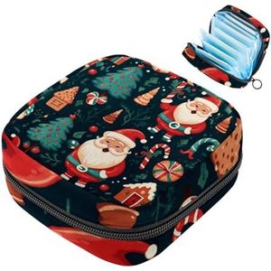 MUOOUM Kerst Snoep Riet Patroon Maandverband Opbergtas Draagbare Menstruatie Tas Voor Vrouwen Tiener Meisjes Menstruatie Cup Pouch Nursing Pad Houder