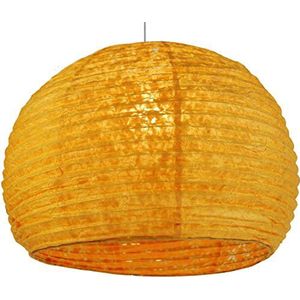 Guru-Shop Halfronde Lokta Papieren Lampenkap, Hanglamp Corona Ø 40 cm - Oranje, Loktapapier, Aziatische Plafondlampen Papieren Lampen Stof