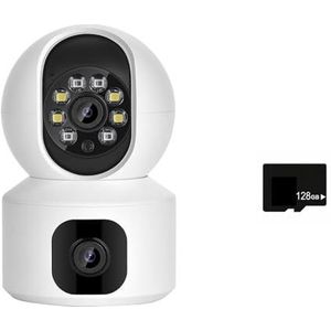 Bewakingscamera, 2K 4MP Dual Lens PTZ IP Camera Dual Screen Home Security Camera 3MP HD Auto Tracking babyfoon Video Surveillance(4MP Add 128G)