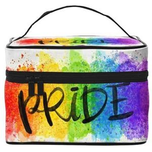 Make-uptas, grote make-uptas, draagbare reistas leer waterdicht voor vrouwen meisjes, Rainbow Gay Pride LGBTQ, zoals afgebeeld, Eén maat