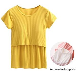 Zwangerschapstanktop Zwangerschapsvoedingstops for dames Sweatshirt met korte mouwen for zwangerschap en postpartumkleding(Color:Yellow,Size:L)