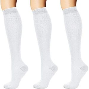 3 paar witte compressiesokken compressie lopende sokken trombose sokken voor vrouwen mannen, sport, hardlopen, medi, vlucht, reizen
