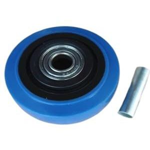 1 stille platte bolderkar van 7,5 cm met gemiddeld blauw elastisch wiel
