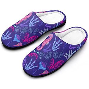 Hippocampus Zeedieren Katoenen Slippers Voor Vrouwen Warme Antislip Rubberen Zool Huisschoenen Voor Indoor Hotel 11-12 (42-43)