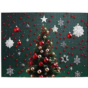 Ronde bal kerstboom houten puzzel 500 stuks voor kinderen volwassen puzzel 20,4 inch x 15 inch (ca. 52 cm x 38 cm)