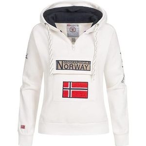 Geographical Norway GYMCLASS - Vrouwen Sweatshirt Hoody And Pockets Kangaroo Vrouwen Sweatshirt Lange Mouwen Sweater Winter Comfort - Hoodie Jacket Tops Sport Katoen (WIT 2XL)