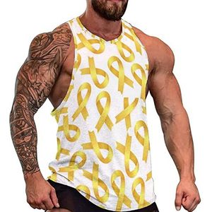Gouden lint naar jeugd kanker bewustzijn mannen tank top grafische mouwloze bodybuilding T-shirts casual strand T-shirt grappige sportschool spier