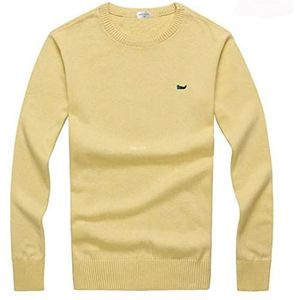 Wintertrui, Superzachte 100% katoenen trui for heren, herfst-winter warme jersey, herentrui, met ronde hals(Yellow,M)