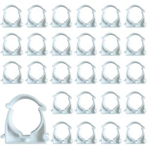 RXKFIGX 40 stks PVC Waterpijpklemmen Clips Binnendiameter 16mm Push-Fit Fittingen Pijpclips Waterpijp Vaste Clips Buisklemmen Buisfittingen Snap Enkele Scharnierende Pijpklem voor 16mm Pijpleiding