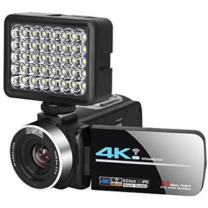 Videocamera, 4K videocamera camcorder for vlog -opname camcorder wifi IR Nachtzicht 4K 56MP 3.0 Inch 16x digitale zoomrecordercamera(16G SD card,Verde)