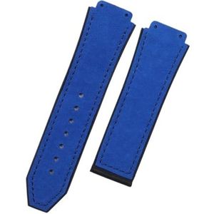 YingYou 25mm * 19mm Kwaliteit Horloge Band Rubber Lederen Band Vervanging Compatibel Met Hublot Horlogeband 22mm Vouwsluiting accessoires (Color : Light Blue, Size : Without Buckle)