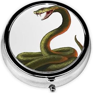Snake Gedrukt Pil Organizer Pil Doos Pil Case Draagbaar voor Portemonnee Pocket Ronde Metalen Pil Houder Organizer voor Dagelijkse Geneeskunde