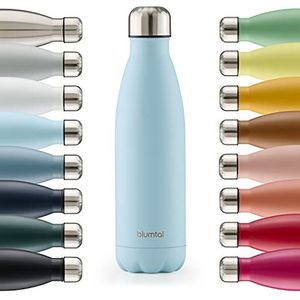 Blumtal - Thermosfles 1 l - thermosfles van roestvrij staal, 1 l - metalen fles - waterdicht - herbruikbaar - BPA-vrij - voor warme en koude dranken - lichtblauw