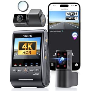 VIOFO A329S 3CH 4K dashcam voor achter, 4K + 2K + 2K dashcam auto 3 lens, energiebesparende parkeermodus, 210° ultragroothoek binnencamera, wifi 6 en app-bediening, drie Starvis 2 autocamera