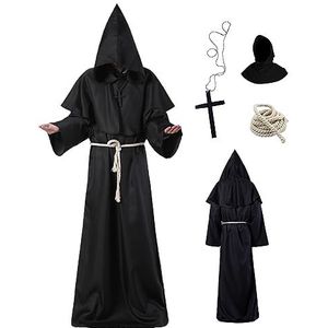 Middeleeuwse monnik gewaad priester gewaad Halloween cosplay kostuum mantel voor Halloween Carnival XL