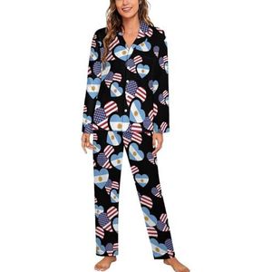 Argentinië Amerikaanse Vlag Lange Mouw Pyjama Sets Voor Vrouwen Klassieke Nachtkleding Nachtkleding Zachte Pjs Lounge Sets
