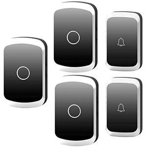 Draadloze deurbel Draadloze waterdichte plug-in deurbel 2 zenders 3 ontvangers 36 melodieën 300M veelkleurig(Black)