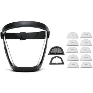 Reinscer Werkbeschermingsmasker, volledig gezichtsbescherming, transparant, stofdicht, met 10 filters, zwart