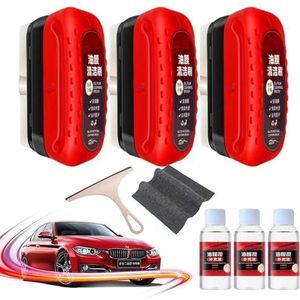 2004 Glas Oliefilmverwijderaar voor autoruiten, auto-oliefilmreinigingsborstel, alles in één veeg op oliefilmverwijderaar voorkomt regen en mist reiniging glazen borstel, (3 stuks)