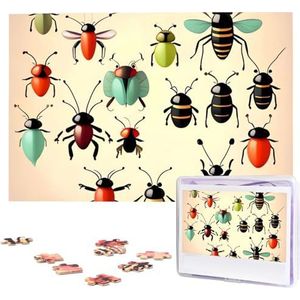 Cartoon kleine insecten puzzels 1000 stuks gepersonaliseerde legpuzzels voor volwassenen gepersonaliseerde foto met opbergtas puzzel houten foto's puzzel voor familie woondecoratie (74,9 cm x 50 cm)