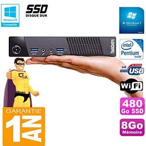 Lenovo Ultra Mini PC M73 USFF Tiny G3250T 8 GB harde schijf 480 GB SSD WiFi W7 (gereviseerd)