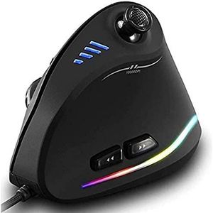 Zeerkeer Gaming Mouse Ergonomische joystick muis met RGB-verlichting, 5 instelbare dpi (1500-2500-4000-7000-10000), 11 programmeerbare toetsen, verticale optische muis voor gamer/laptop/computer