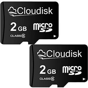 Cloudisk 2 stuks Micro SD-kaart 2 GB MicroSD-geheugenkaart klasse 6 met SD-adapter (2 Pack 2 GB)